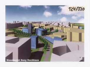 Ein »Garten der Künste« am Kulturforum, Berlin Schinkelwettbewerb 2002: Perspektivische Ansicht (Modellsimulation)