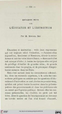 2.Ser. 6.1885: Quelques mots sur l'éducation et l'instruction