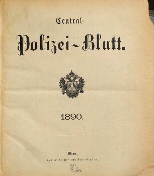 Zentralpolizeiblatt. 1890