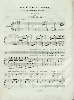 Tyrolienne : variations de Hummel ; intercalés dans le Barbier de Séville ; et arrangés pour Mademoiselle Alboni