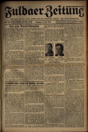 Erste Ausgabe vom Samstag, den 20. Juli 1929.