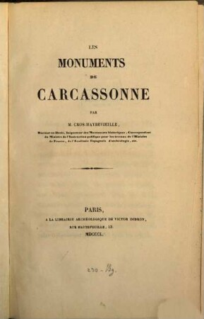 Les Monumens de Carcassonne