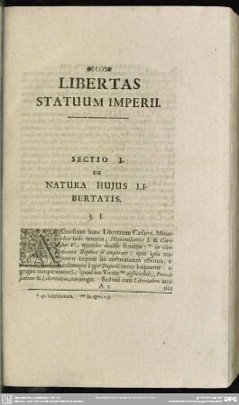 Sectio I. De Natura Hujus Libertatis