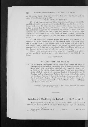 Wendischer Städtetag zu Lübeck. - 1512 April 1.