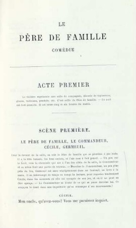 Le Père de famille. Comédie