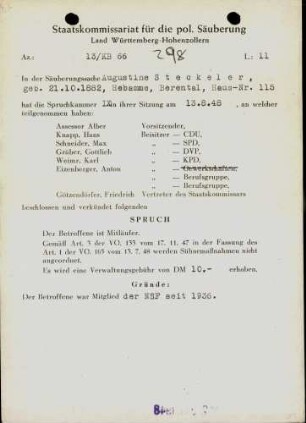Steckeler, Augustine