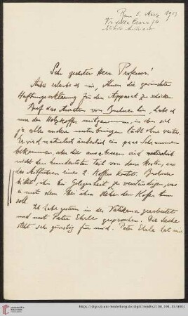 Brief von Fritz Saxl an Franz Boll