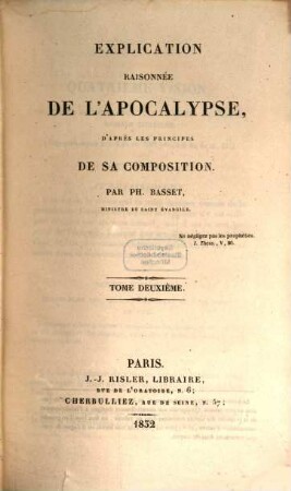 Explication raisonnée de l'Apocalypse, d'après les principes de sa composition, 2
