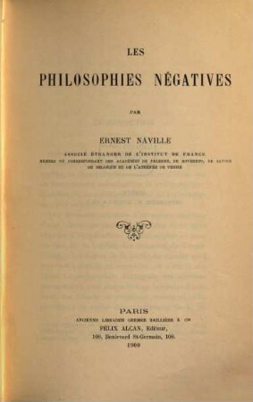 Les philosophies négatives