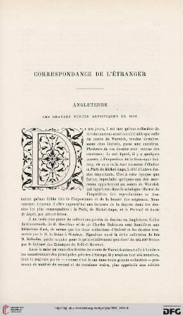 Les grandes ventes artistiques en 1896:  [correspondance d']Angleterre