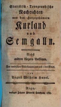 Der nordischen Miscellaneen ... Stück. 9/10, 9/10. 1785