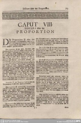 Caput VIII. Discurs über die Proportion.