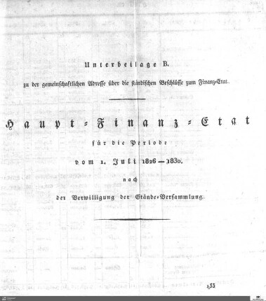 Haupt-Finanz-Etat 1826-1830