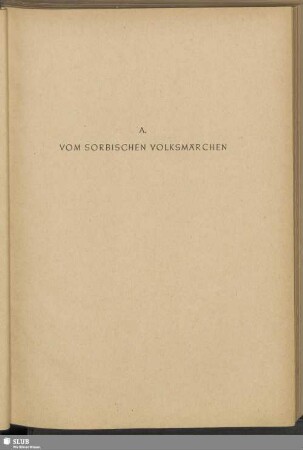 A. Vom sorbischen Volksmärchen