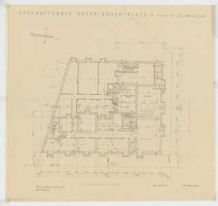 Bürohaus Bayerischer Platz 1 / Landshuter Straße 21, Berlin-Schöneberg: Grundriss Kellergeschoss 1:100
