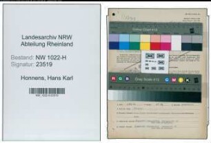 Entnazifizierung Hans Karl Honnens , geb. 09.08.1903 (Betriebsleiter)