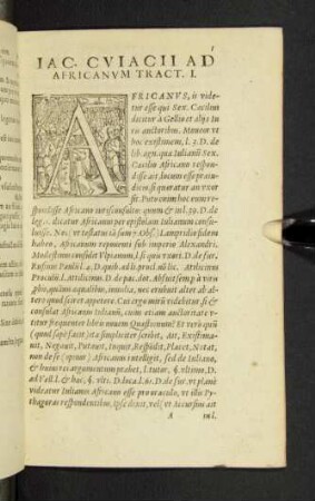 Iac. Cuiacii Ad Africanum Tract. I.