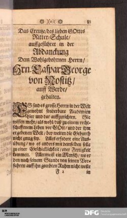 [IV.] Das Creutze/ des lieben GOttes Ritter-Schule...