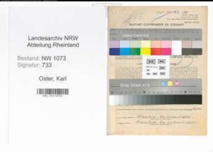 Entnazifizierung Karl Oster , geb. 02.01.1890 (Oberfahrmeister)