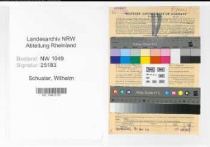 Entnazifizierung Wilhelm Schuster , geb. 23.05.1900 (Maschinentechniker)