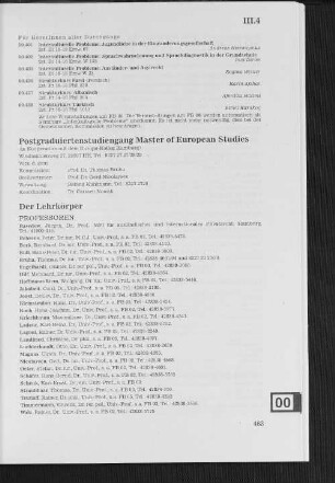 Postgraduiertenstudiengang Master of European Studies