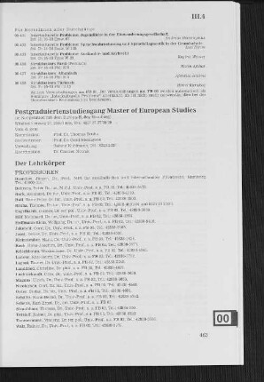 Postgraduiertenstudiengang Master of European Studies