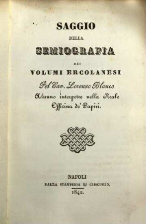 Saggio della semiografia dei Volumi Ercolanesi