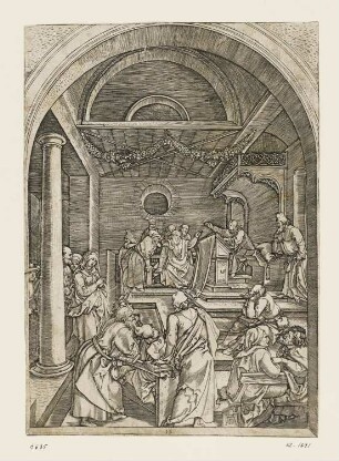 Christus lehrt im Tempel, Blatt 15 aus der Folge "Marienleben"