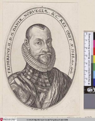 Fridericus II. [Friedrich II. König von Dänemark; Frederic II, king of Denmark and Norway; Portret van Frederik II, Koning van Denemarken en Noorwegen]