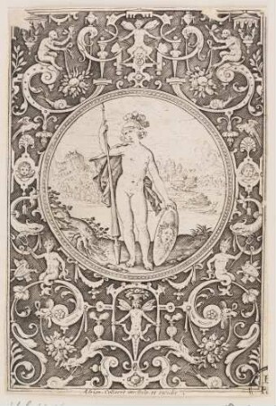 Medaillon, Minerva mit Lanze und Schild und Medusa-Kopf