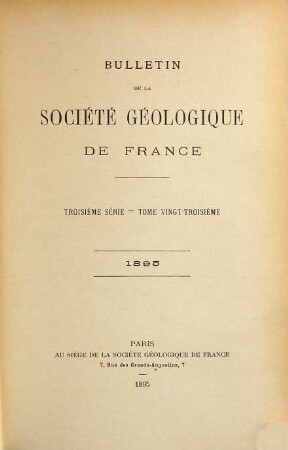 BSGF : earth sciences bulletin. 23. 1895