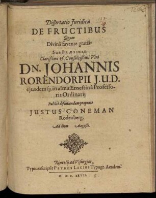 Dissertatio Iuridica De Fructibus