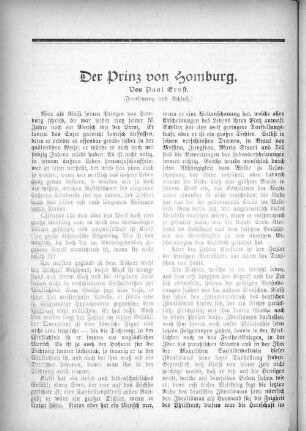 Der Prinz von Homburg. Von Paul Ernst. (Fortsetzung und Schluß.)
