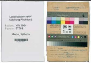 Entnazifizierung Wilhelm Mielke , geb. 09.03.1911 (Schneider)
