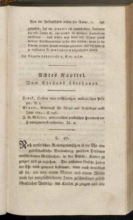 Achtes Kapitel. Vom Ehestand überhaupt.