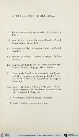 Atelier-Einrichtung usw. (Nr. 106-177)