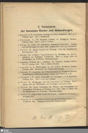 C. Verzeichnis der benutzten Bücher und Abhandlungen