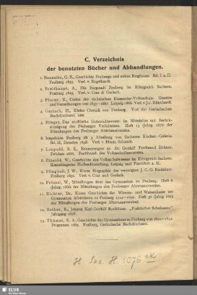 C. Verzeichnis der benutzten Bücher und Abhandlungen