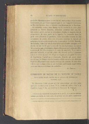 Commission de maitre de la monnaie de Namur