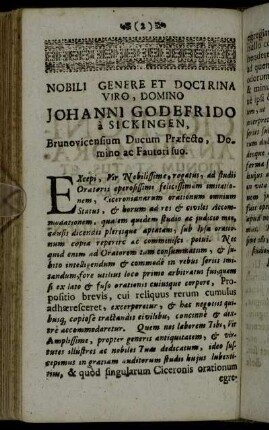 Nobili Genere ... Domino Johanni Godefrido à Sickingen