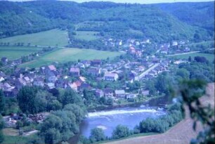 Dorndorf und das Saalewehr von Dornburg aus gesehen