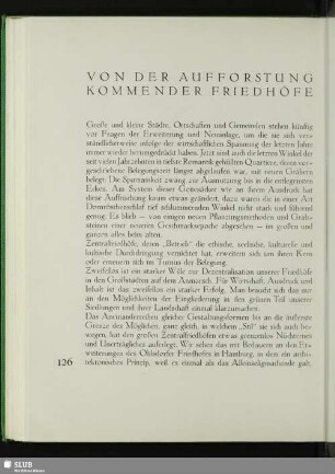 Von Der Aufforstung Kommender Friedhöfe