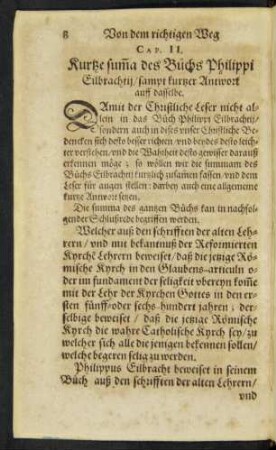 Cap. II. Kurtze sum[m]a des Buchs Philippi Eilbrachtii/ sampt kurtzer Antwort auff dasselbe.