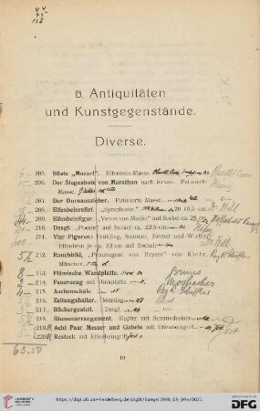 B. Antiquitäten und Kunstgegenstände