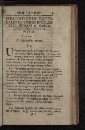 Caput I. De Notionibus rerum.