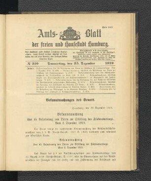 No.310, Donnerstag, den 25. Dezember 1919