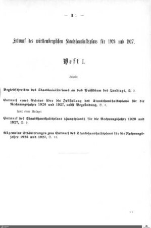 Staatshaushaltsplan 1926-1927, Heft 1