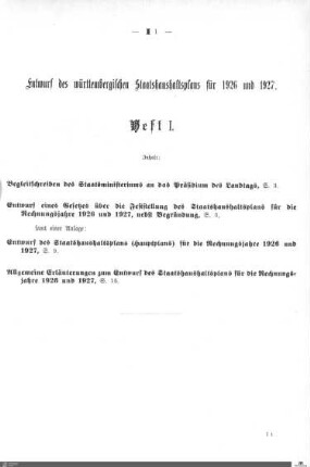 Staatshaushaltsplan 1926-1927, Heft 1