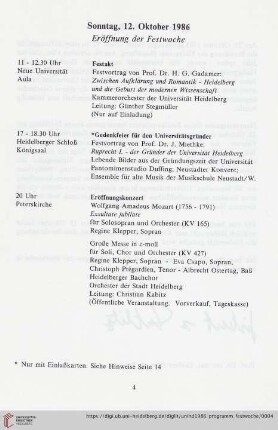 Sonntag, 12. Oktober 1986