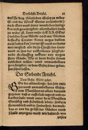 Der Siebende Artickel. Vom Gesetz Göttl: gebot.